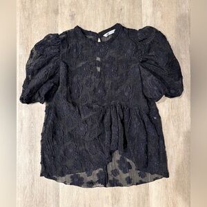 Zara Black Lace Puff Sleeve Blouse